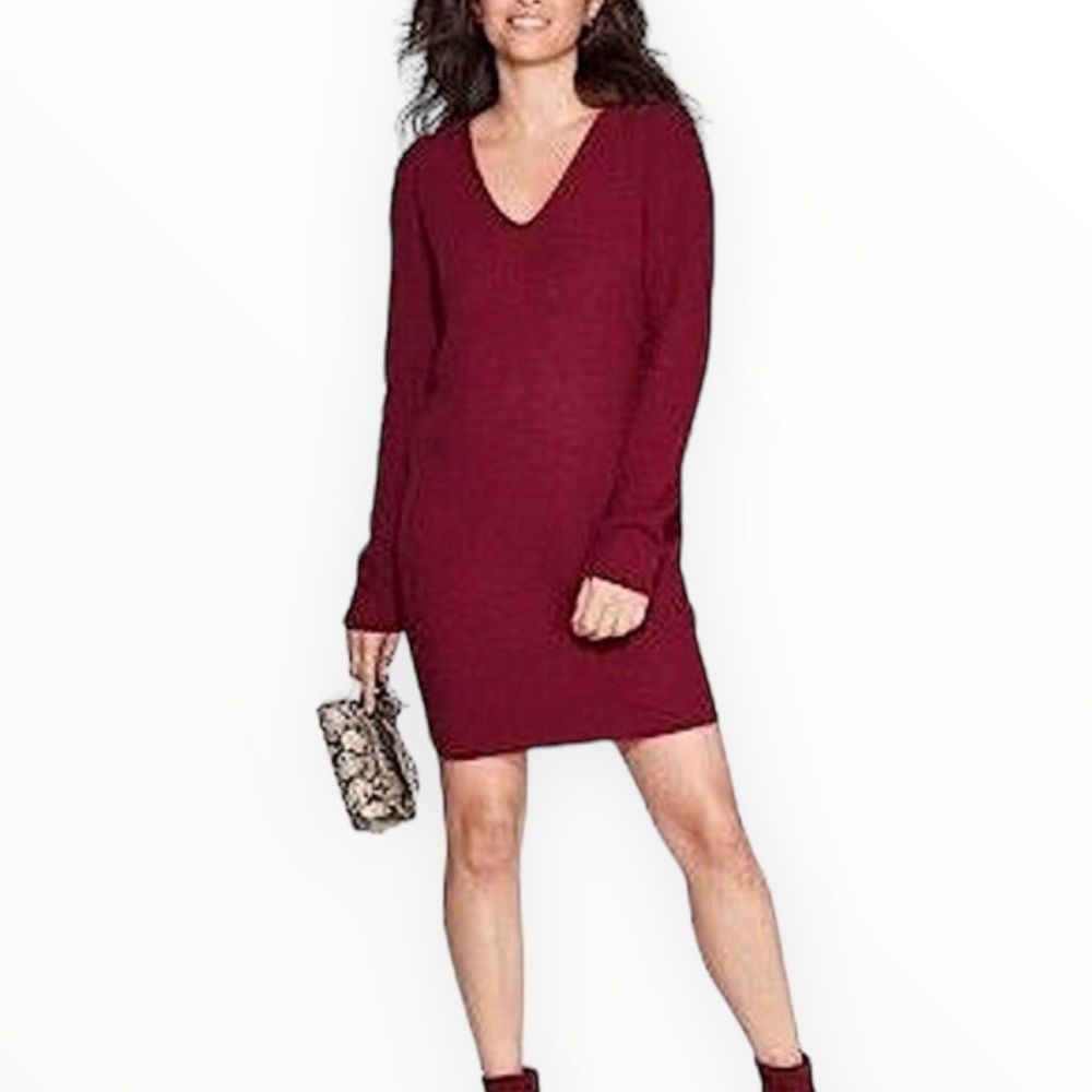 A New Day Burgundy Ribbed Knit Long Sleeve Sweaterdress size XS NWT